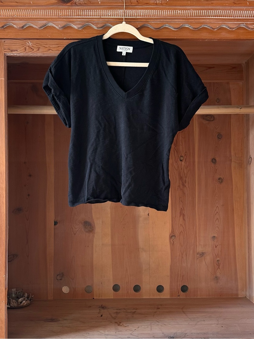 Nation Los Angeles Black V-Neck Women's Tee